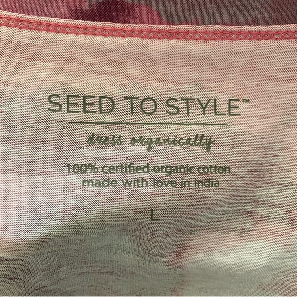 Seed to Style Women Purple & Pink Long Sleeve 100% Organic Cotton Blouse Size L - Picture 6 of 10